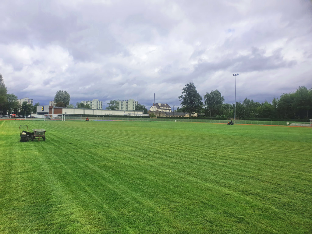 Budowa systemu nawadniania i regeneracja murawy na boisku sportowym w Pile